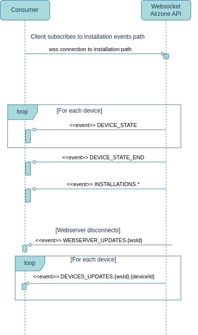 Websocket API installation flow